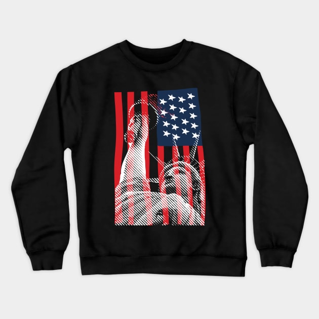 New York NY Statue of Liberty USA America Flag Crewneck Sweatshirt by Sal71